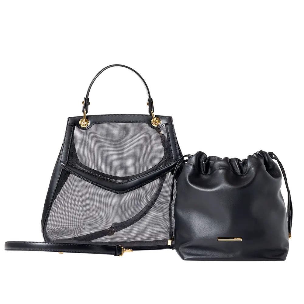 Love Letter Large Mesh Top Handle Bag Black 3